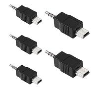 SinLoon Adattatore audio da mini USB a jack da 3,5 mm 5 pezzi Convertitore di uscita audio AUX per auto da 4 Ploe da 3,5 mm maschio a mini USB maschio (Mini USB to 3.5mm Jack)