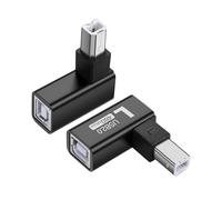 SinLoon Adattatore stampante USB 2.0 tipo B 90 gradi tipo B maschio a convertitore femmina MIDI Extender USB 2.0 connettore stampante per stampante, scanner, mixer, 2 pezzi (nero) (L)