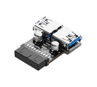 SinLoon Adattatore USB 3.0 per pannello frontale da USB 3.0 19/20 pin a doppia USB A, adattatore per scheda madre USB 3.0 19 pin femmina a doppio USB tipo A femmina, convertitore connettore anteriore