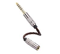 SinLoon Cavo adattatore audio da 4,4 mm a 3,5 mm, bilanciato da maschio a femmina stereo, connettore intrecciato OFC, adattatore corto da 15 cm per amplificatore cuffie Walkman DAP (bronzo)