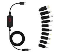 SinLoon Cavo adattatore PD a CC 5 V, 9 V, 12 V, 15 V, 20 V Tensione regolabile da tipo maschio a DC5521 maschio Cavo di alimentazione con 10 testine di conversione CC, adatto per notebook, ecc.