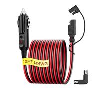 SinLoon Cavo di ricarica per accendisigari SAE da 14 AWG, 12 V, presa accendisigari da auto a SAE a sgancio rapido, prolunga con fusibile e luce LED (10 FT, 3 M)