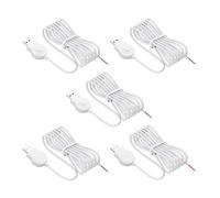 SinLoon Cavo Dimmer USB Bianco con Interruttore On/Off Cavo di alimentazione 5V2A a dimming progressivo, connettore USB maschio a fili nudi stagnati, controllo a pulsante singolo (1.5M/5PCS)