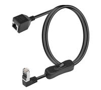 SinLoon Cavo Ethernet Cat6 a 90 gradi con interruttore on/off, ad alta velocità, RJ45, ad angolo retto, da maschio a femmina, con interruttore 304, cavo di rete Internet Cat6, 1 m (da maschio a