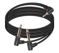 SinLoon Doppio cavo TS da 6,35 mm a 3,5 mm Angolo retto di 90 gradi Cavo splitter audio maschio-maschio da 1/4 a 1/8 di pollice compatibile per laptop, dispositivi home theater (5.9FT)