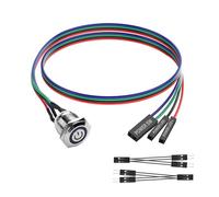 SinLoon Interruttore per computer fai-da-te, pulsante di alimentazione LED da 16 mm, interruttore di alimentazione PC con splitter 1 a 2, alluminio nichelato, pulsante meccanico, IP67 impermeabile