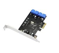 SINLOON PCI Express a doppia scheda USB 3.0 a 19 pin PCI-e a adattatore per porte maschio interno a 20 pin per PC (19 pin)