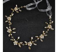 SINLOV Fiore Wedding Hair Vine Oro Crystal Bridal Hair Pieces Pearl Bride damigella d'onore Headband Wedding Accessori per capelli per le donne (Gold, L)