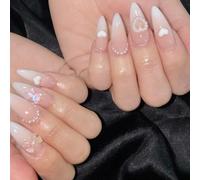 SINLOV Le unghie rosa finte unghie rosa le unghie francesi premono sulle unghie finte per donne e ragazze