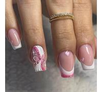 SINLOV Long 24pcs Coffin Fake Nails Glossy Butterfly Press su unghie finte Ballerina Artificiali Finger Nails Copertura completa Unghie finte per le donne e le ragazze