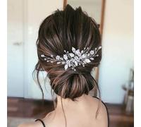 SINLOV Pettine per capelli da sposa con perle, con foglie, accessori per capelli da sposa, damigella d'onore, accessori per capelli da donna