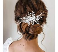 SINLOV Pettine per capelli da sposa con perle e fiori, accessorio per capelli da sposa, damigella d'onore, accessorio per capelli da donna