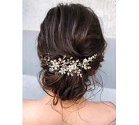 SINLOV Pettine per capelli da sposa con perle e fiori, accessorio per capelli da sposa, damigella d'onore, accessorio per capelli da donna