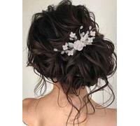 SINLOV Pettine per capelli da sposa con perline, con foglie, accessori per capelli da sposa, damigella d'onore, accessori per capelli da donna