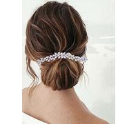 SINLOV Pettinino per capelli da sposa con strass e strass, accessorio per capelli da sposa per damigella d'onore, accessorio per capelli da donna (argento)