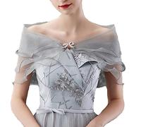 SINLOV Short Chiffon Cape Shawls e Wraps per abiti formali da sera Cappelli da sposa Coprire Morbidi Scialli damigella d'onore Sciarpe (Grey)