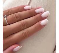 SINLOV Unghie finte a bara, corte a pressione, colore bianco, sfumate, unghie finte francesi, ballerina, in acrilico, per donne e ragazze