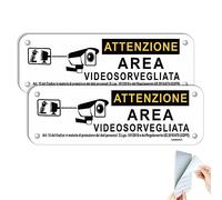 SINMAO Cartello Area Videosorvegliata 15x5 | Cartello Area Videosorveglianza Adesivo per Locali e Proprietà Privata GDPR 2020, Alluminio riflettente