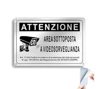 SINMAO Cartello Area Videosorvegliata GDPR 2023 Alluminio con Adesivo 22x15cm, Area Sottoposta a Videosorveglianza Metallo per Ragioni di Sicurezza