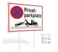 SINMAO Cartello XL per parcheggio privato con picchetto, cartello per parcheggio privato con supporto per palo, 25 x 35 cm, in alluminio con accessori per l'installazione