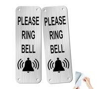 SINMAO Confezione da 2 cartelli con scritta "Please Ring Bell" con retro adesivo, in metallo stampato in alluminio, laminazione UV (dimensioni 5 cm x 15 cm) per porta d'ingresso e ricevimento.