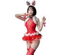 SINMIUANIME Costume da Babbo Natale da donna, lingerie da principessa, sexy, monopezzo, vestito da pesh, 7438rosso, Taglia Unica