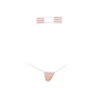 SINMIUANIME Donne Stile Giapponese Anime Lingerie Sexy Blu/Rosa A Righe Micro Bikini Cosplay Reggiseno e Mutandine Set, 325rosa, L
