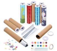 Sinmoe 12 Set di Caleidoscopi Contiene 12 Caleidoscopi Fai da te 4 Set 12 Colori 3ml Colori Acrilico 12 Set di Pennelli Caleidoscopio Regali Festa Compleanno per Ragazze Ragazzi Scuola Asilo