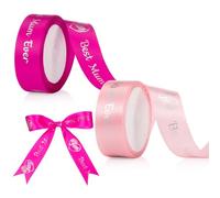 Sinmoe 2 Nastri per Festa della Mamma Nastro Rosa Rosso 9 m x 2,5 cm con Modelli di Parole Sacchetti di Caramelle Fai da Te Nastro per Confezioni Regalo per Fare Fiocco Bouquet Forniture per Feste