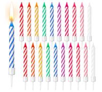 Sinmoe 20 Candeline di Compleanno Arcobaleno con Supporti per Cupcake | Candele Alte, per Torta di Compleanno e Cupcake, Colorato, per Matrimonio, Laurea, Anniversario, Festa