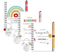 Sinmoe 3 Sets 9 Pezzi Regalo Maestre Insegnante per Fine Anno Natale | Regali di Ringraziamento Insegnante, 3 Taccuini Tascabili, 3 Penne, 3 Portachiavi, Quaderni Appunti per Compleanno Laurea