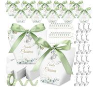 Sinmoe 30 Set Santa Cresima Bomboniere Padrino Madrina Cresimandi Regalo Ospiti per Battesimo Scatola Portaconfetti Confezione con Biglietti Portachiavi Colombe per Festa Cristiana Cerimonie Religiose