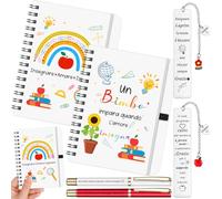 Sinmoe 6 Pezzi Set Regalo Maestre Fine Anno Grazie Maestra Regali di Ringraziamento Laurea 2 Taccuini Tascabili 2 Penne 2 Segnalibri in Metallo Quaderni Appunti per Insegnante Compleanno