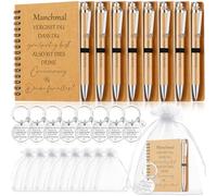 Sinmoe 8 Set Regalo per Colleghi Dipendenti Bloc Notes a Spirale Motivazionale con Penna a Sfera in Legno Portachiavi Cambio di Lavoro Regalo di Natale(Manchmal vergisst du dass du groBartig bist)