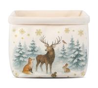 Sinmoe Cestino per Pane Natalizio in Tessuto Sacchetto per Pane Natalizio Decorazione per Tavola Festiva Invernali(Renna Acquerello)