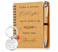 Sinmoe Regalo di Ringraziamento per Colleghi Dipendenti Regalo Addio Laurea per Insegnanti Maestra Motivazionali Blocco Note a Spiralato Penne a Sfera Portachiavi(il Caso ci ha reso Colleghe)