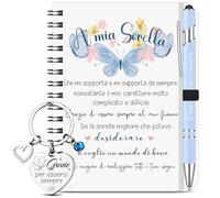 Sinmoe Set Regalo per Sorella Quaderno Farfalla Portachiavi Amicizia Penna a Sfera Idee Regalo per Migliore Amica per Compleanno Natale Laurea(Sorella)