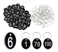 Sinmoe Targhette Portachiavi Numerate da 1 a 100 con Anelli per Chiavi Targhette con Numeri Portachiavi con Etichette Numeriche per Armadietti Guardaroba per Bar Ristoranti Hotel albergo(Nero)