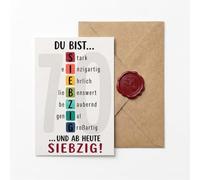 Sinnblatt Biglietto di auguri per il 70° compleanno per donne e uomini, 12 | Originale gioco di parole SIEBZIG, divertente biglietto di compleanno per 70° anni, per donne e uomini, 300 g/m²