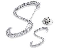 SINNKY Spilla da donna A-Z, con iniziale, in argento con strass e cristalli, 2 dimensioni per confezione, 1" x 1.8" (big) and 1.5" x 1.8" (small), Metallo, Cristallo trasparente