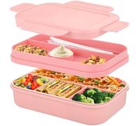Sinnsally Porta Pranzo con 8 Scomparti 2000ml Schiscetta Pranzo,Bento Lunch Box Prova di Perdite per Adulti Porta Cibo,Portavivande senza BPA con Posate,Sicuri per Microonde e Lavastoviglie (rosa)