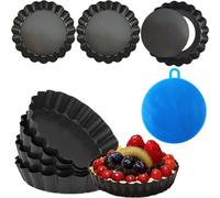 Sinnsally Teglia Crostata 10cm×8,Stampi per Crostatine Stampi di Crostate di Uova,Pirottini in Acciaio al Carbonio,Mini Stampo Torte Fondo Amovibile Antiaderente Tartellette