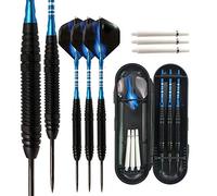 Sino-K Freccette Acciaio da 3 Pezzi Freccette Professionali in tungsteno da 22 Grammi con aste in Alluminio, Canna in Ferro, Punta in Acciaio e aste Extra (Blu)