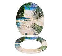 SINOBATH Asiento de inodoro con descenso automático, núcleo de madera MDF, bisagra de cierre suave