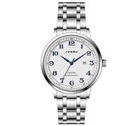 SINOBI Attività classica Orologi da uomo Numeri arabi Easy Reader Orologi da polso per uomo con calendario Data Resistente all'acqua (Silver-Blue- Steel Band)