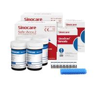 Sinocare Strisce Reattive Senza Codice per la Glicemia, 100 Strisce e 100 Lancette (Solo per Accu2)