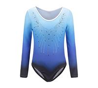 Sinoem Ragazze Ginnastica Leotards Manica Lunga Balletto Body Costumi di Danza per Bambini da 2 a 10 Anni (5-6 Jahre, Blu - manica lunga)