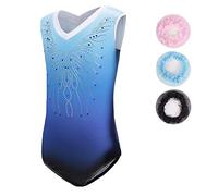 Sinoem Ragazze Ginnastica Leotards Manica Lunga Balletto Body Costumi di Danza per Bambini da 2 a 10 Anni (11-12 Jahre, Blu - Senza Maniche)