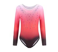 Sinoem Ragazze Ginnastica Leotards Manica Lunga Balletto Body Costumi di Danza per Bambini da 5 a 12 Anni (11-12 anni, Rosso - manica lunga)