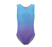 Sinoem Tuta Ginnastica Bambina Gradiente Multicolore Manica Lunga Leotard Balletto Bambini 5-12 Anni (5-6 Anni (Etichetta n. 6) Blu + Viola Senza Manica)